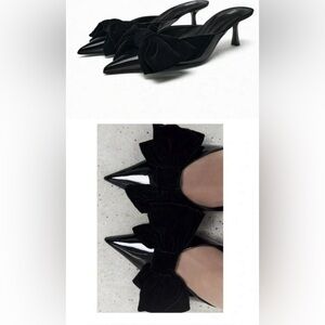 Zara black bow heels